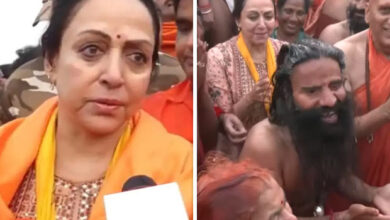 Hema Malini takes holy dip at Maha Kumbh, laughs at Baba Ramdev’s hair flip : Bollywood News - Bollywood Hungama