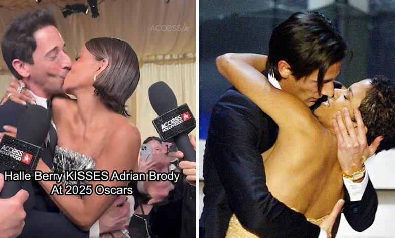 Adrien Brody and Halle Berry kiss, recreating 2003 Oscars moment on red carpet