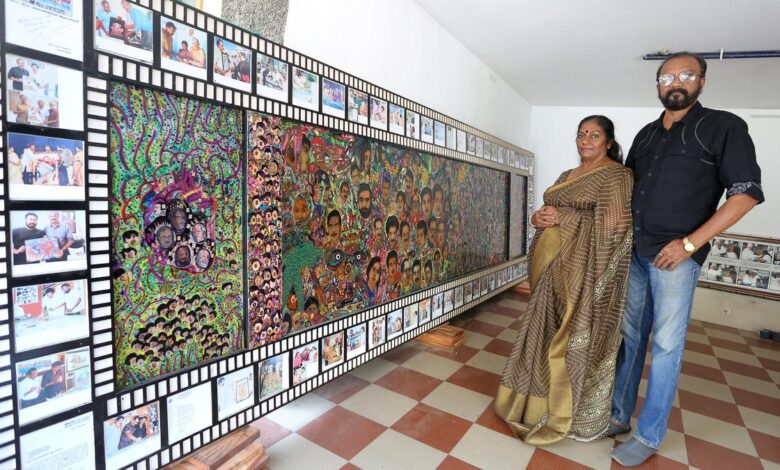 Chithrashradhanjali, a 16-foot painting is a memorial for Malayalam cinema’s 3000-odd actors and technicians